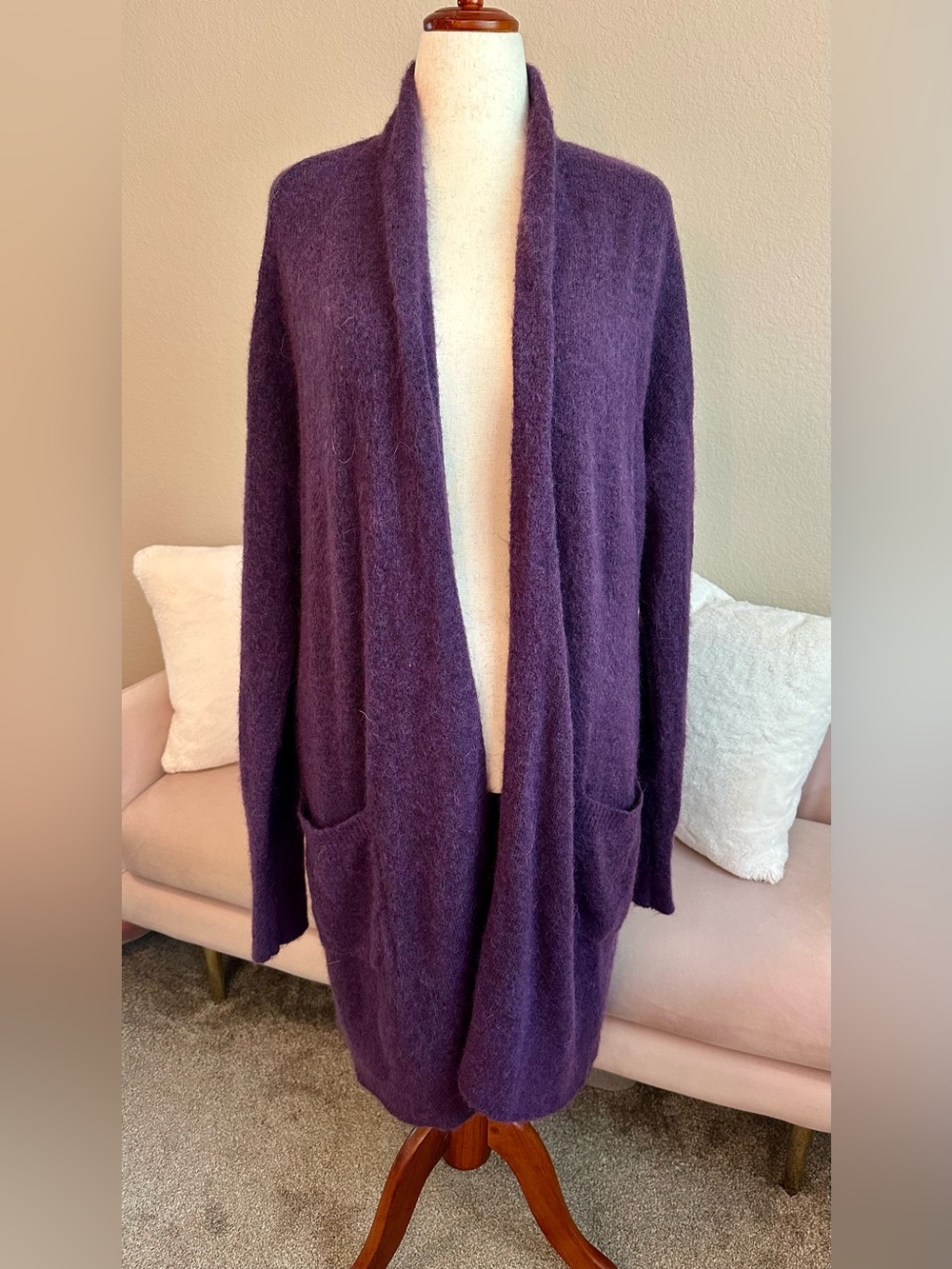 Universal Standard Duster Sweater Womens Oversized S Purple Cardigan Alpaca Wool